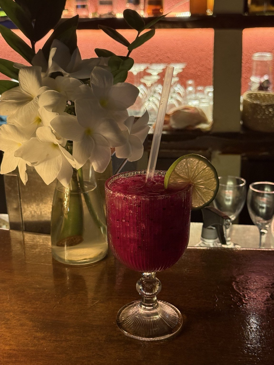 A refreshing drink after sunset