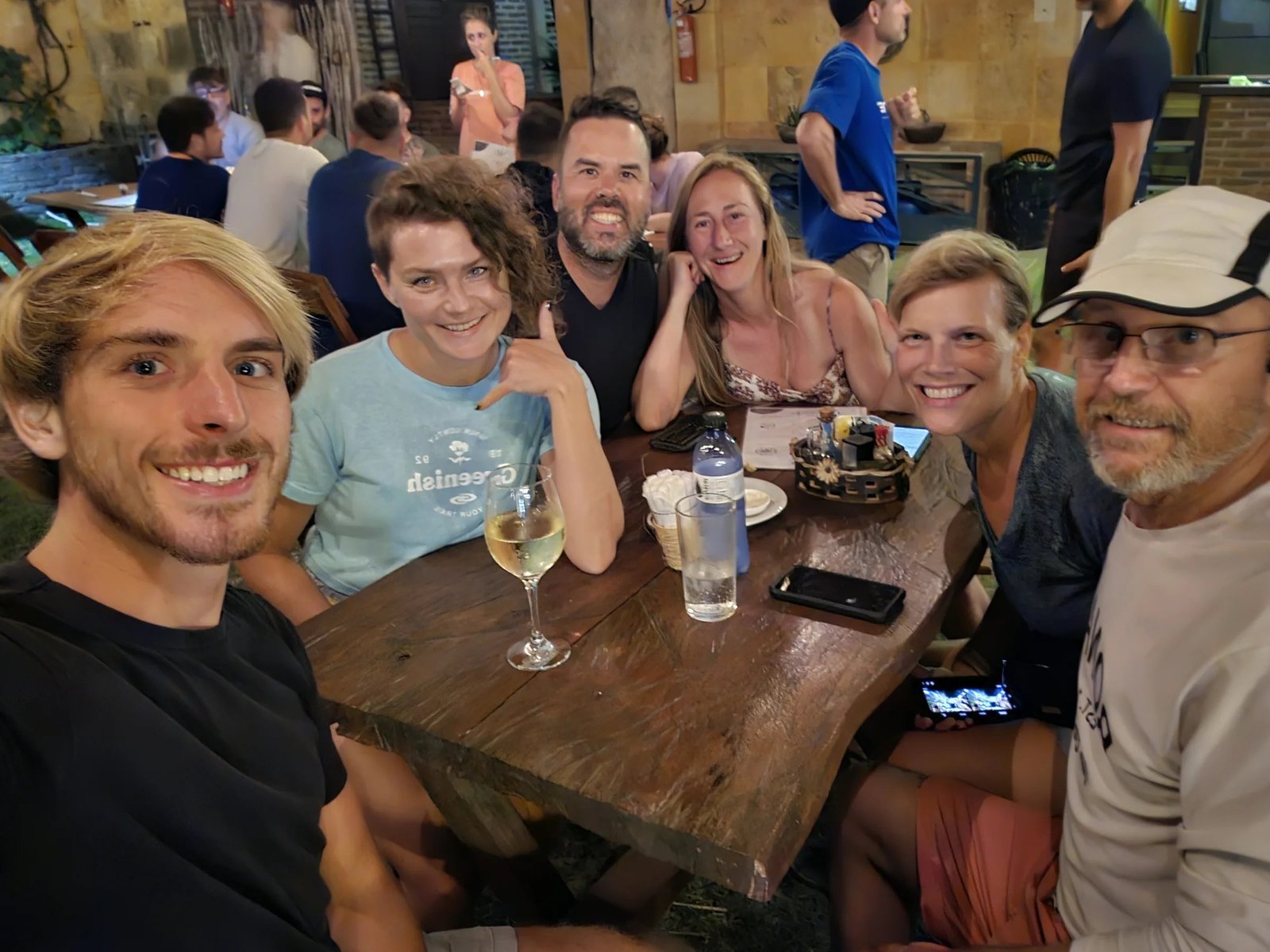 Camp friends around the dinner table