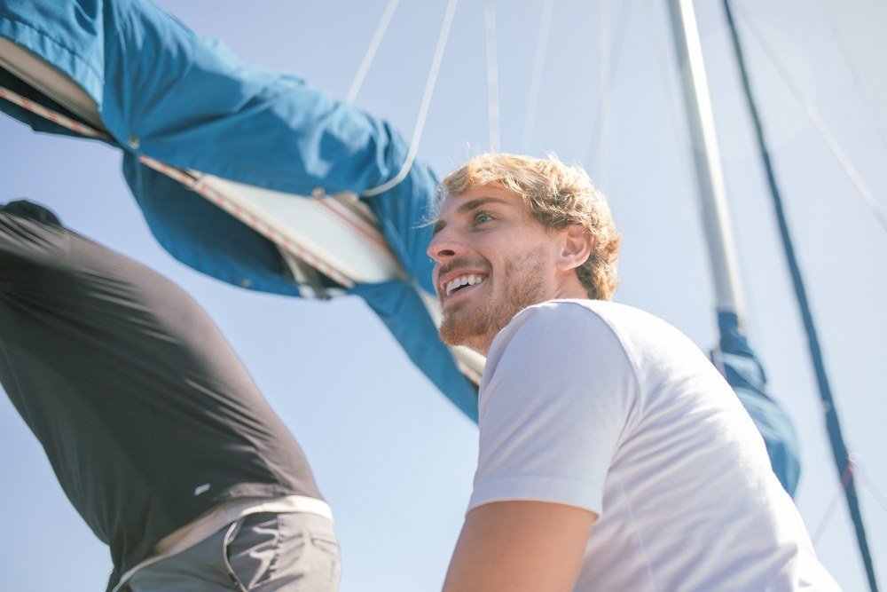 Enjoying the breeze on board