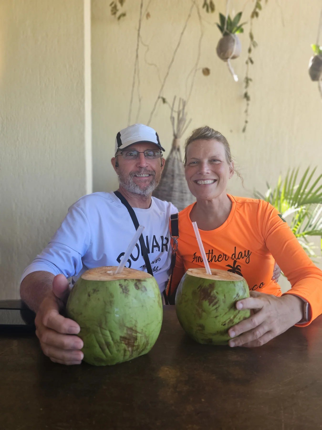 Fresh coconuts with friends in brasil